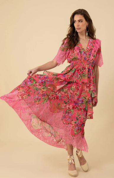 Hale Bob Annabelle Chiffon High Low Dress